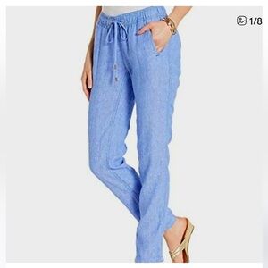 Lilly Pulitzer Aden Linen Pants in Beckon Blue, Worn Once, EUC, XL “Denim” Vibes